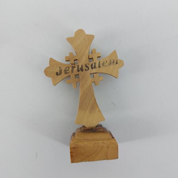 Set 2 Crosses Jesus Jerusalem Olive Wood Crucifix Holy Land - Picture 11 of 12